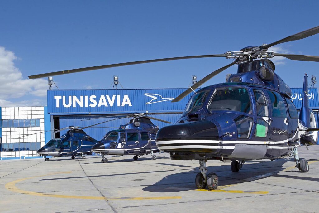 Hélicoptère sur l'aéroport de Sfax - Compagnie aérienne privée Tunisavia, location Hélicoptère et Jet privé en Tunisie